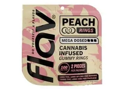 Photograph of product: Flav | Peach Rings | Gummies | 2ct | 100mg