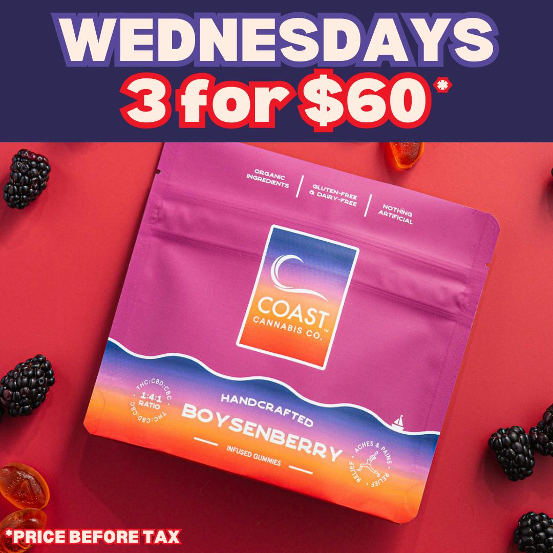 Photograph of product: Coast Boysenberry 1:4:1 ( TH-oui+CBD+CBC) - Gummies | 20pk