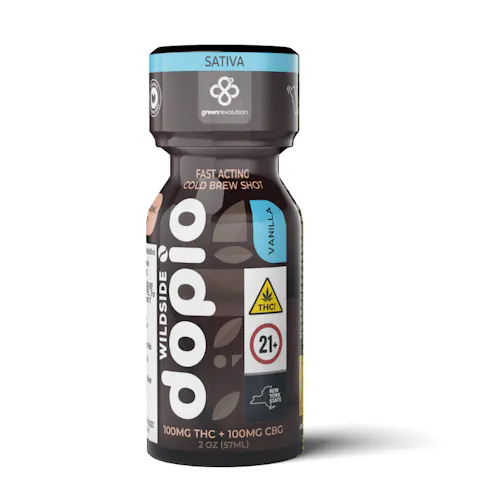Photograph of product: Green Revolution | Dopio | Vanilla Cold Brew | 1:1 TH-oui:CBG | 100mg