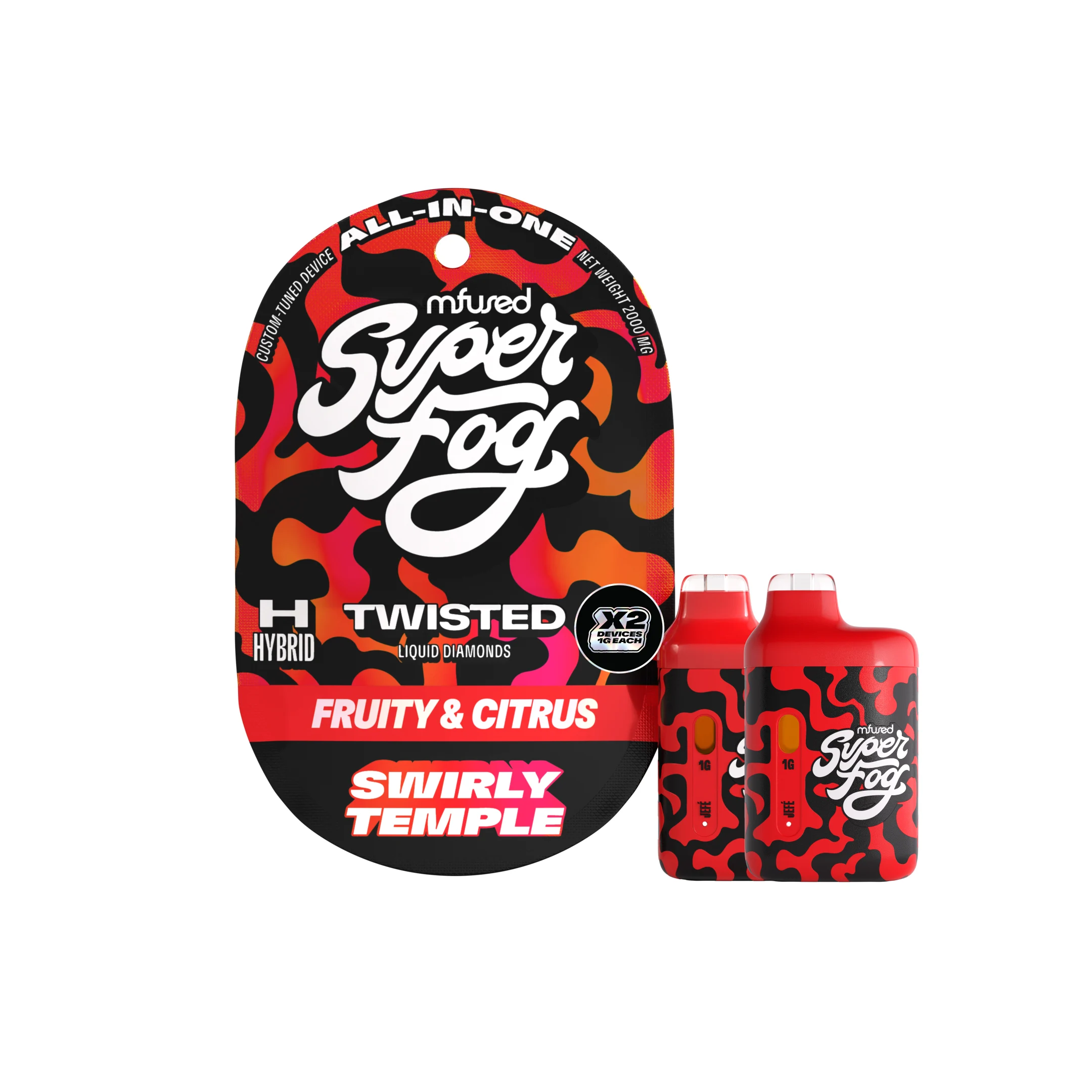 Photograph of product: SUPER FOG Swirly Temple 2pk 1g Disposable Vapes