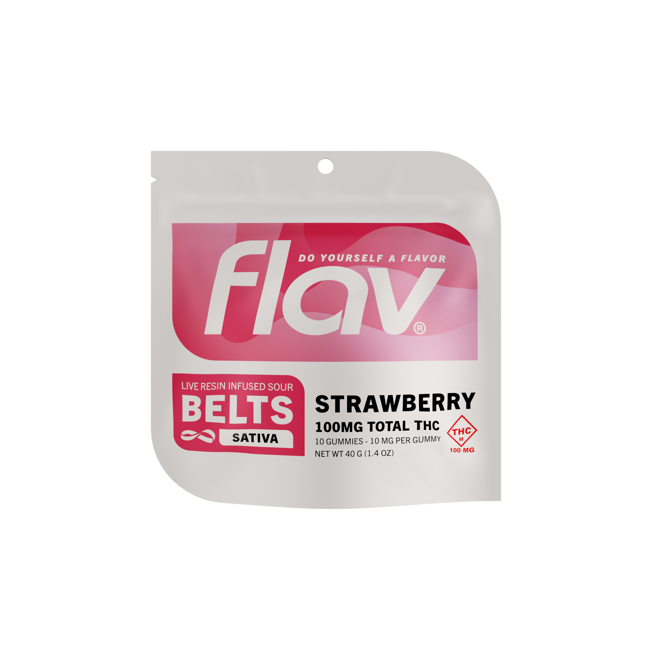 Photograph of Product: Strawberry Live Resin Sour Belts 10pk (100mg)