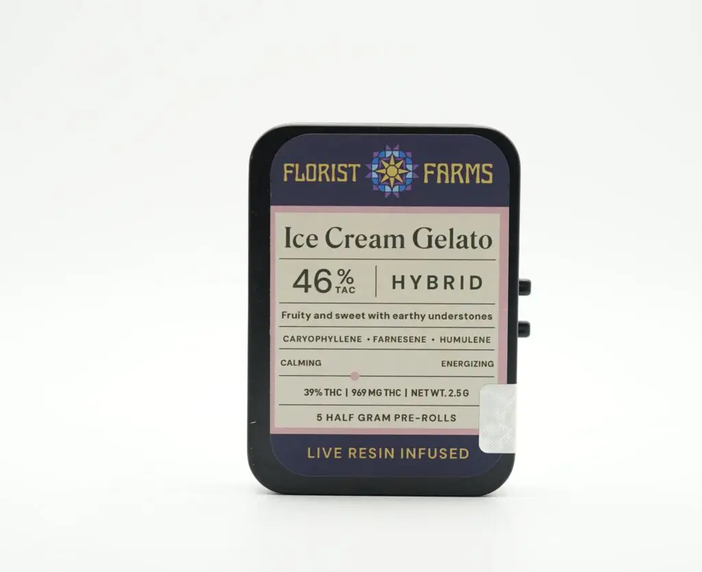Photograph of product: Florist Farms - Ice Cream Gelato Infused Preroll 5pk - 2.5g