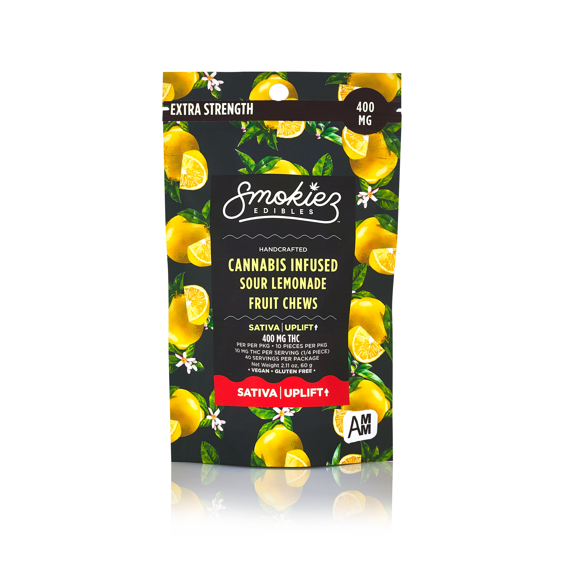 Photograph of product: 400mg All-Natural Dye-Free Lemonade Gummies Sour - Smokiez