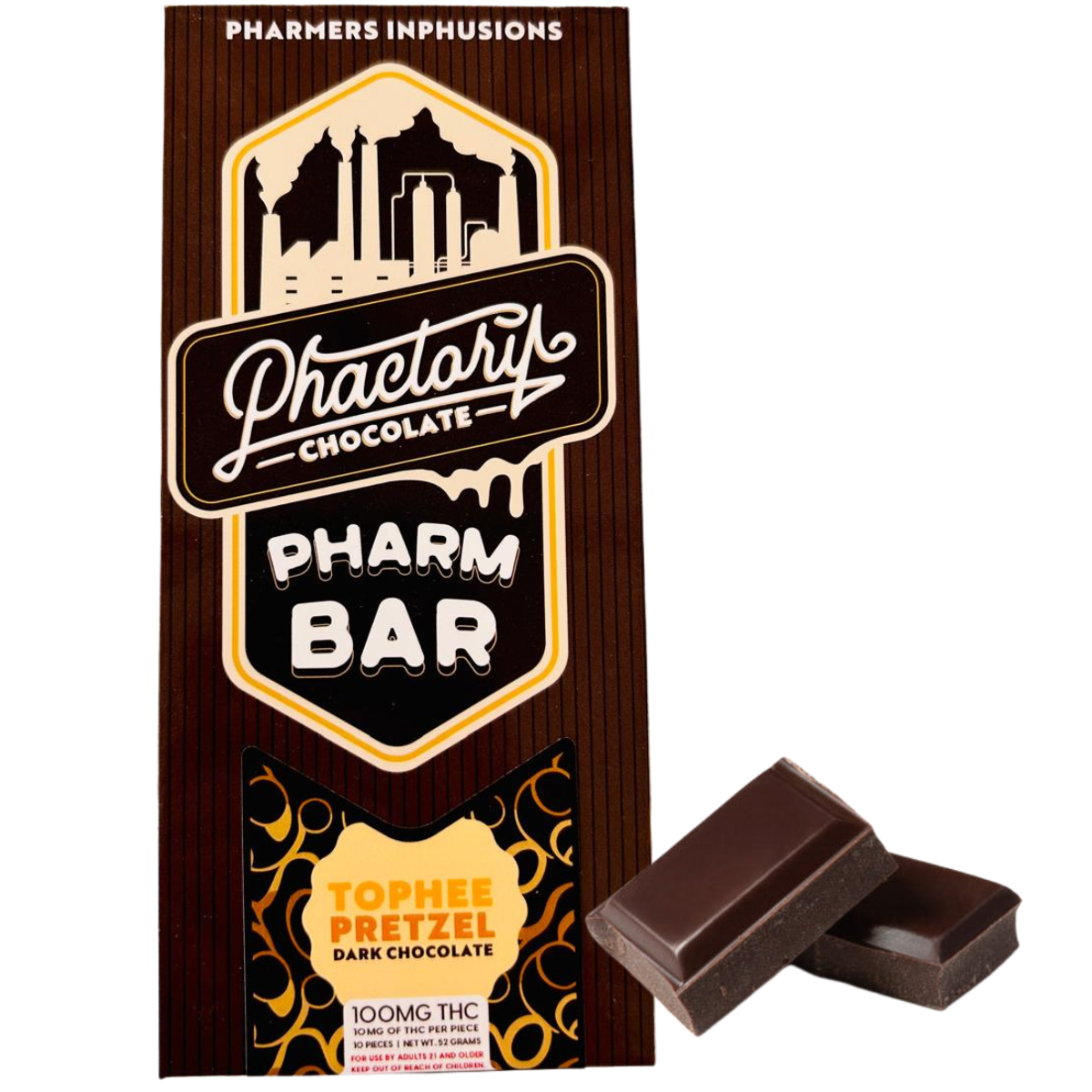 Photograph of product: Phactory Chocolate - Tophee Pretzel Bar 100mg