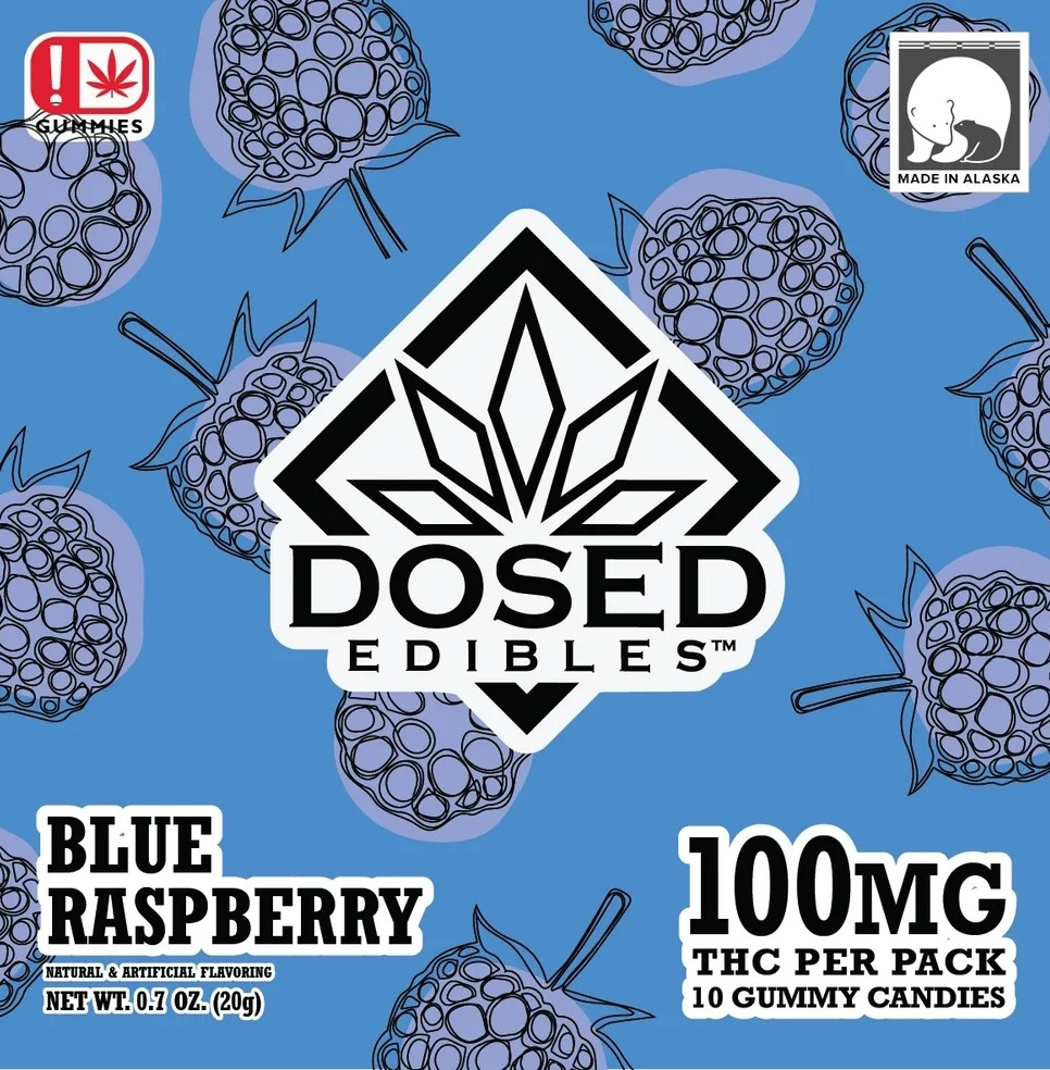 Photograph of product: Blue Raspberry (100mg) Dosed Gummies 10pk by Dosed Edibles
