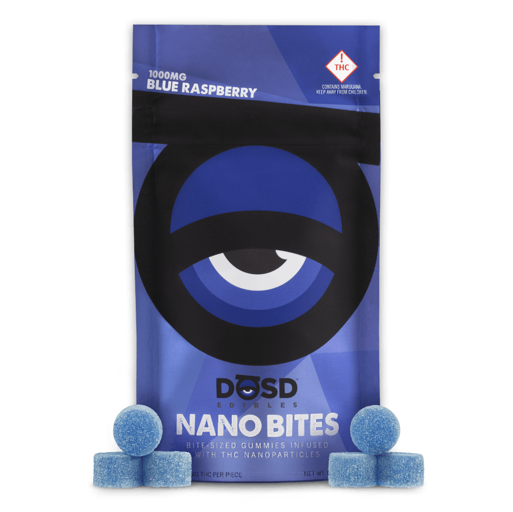 Photograph of product: MEDICAL CARD REQUIRED** DOSD 1000mg Nano Bites Gummies BLUE RASPBERRY