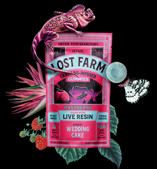 Photograph of product: Edible* - Lost Farms - Raspberry Live Resin gummies (I) - 100mg (10pk)