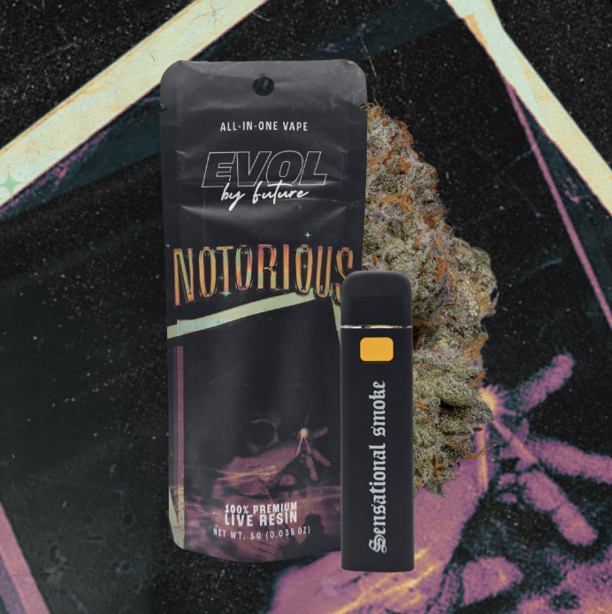 Photograph of product: EVOL NOTORIOUS #1 LIVE RESIN DISPOSABLE