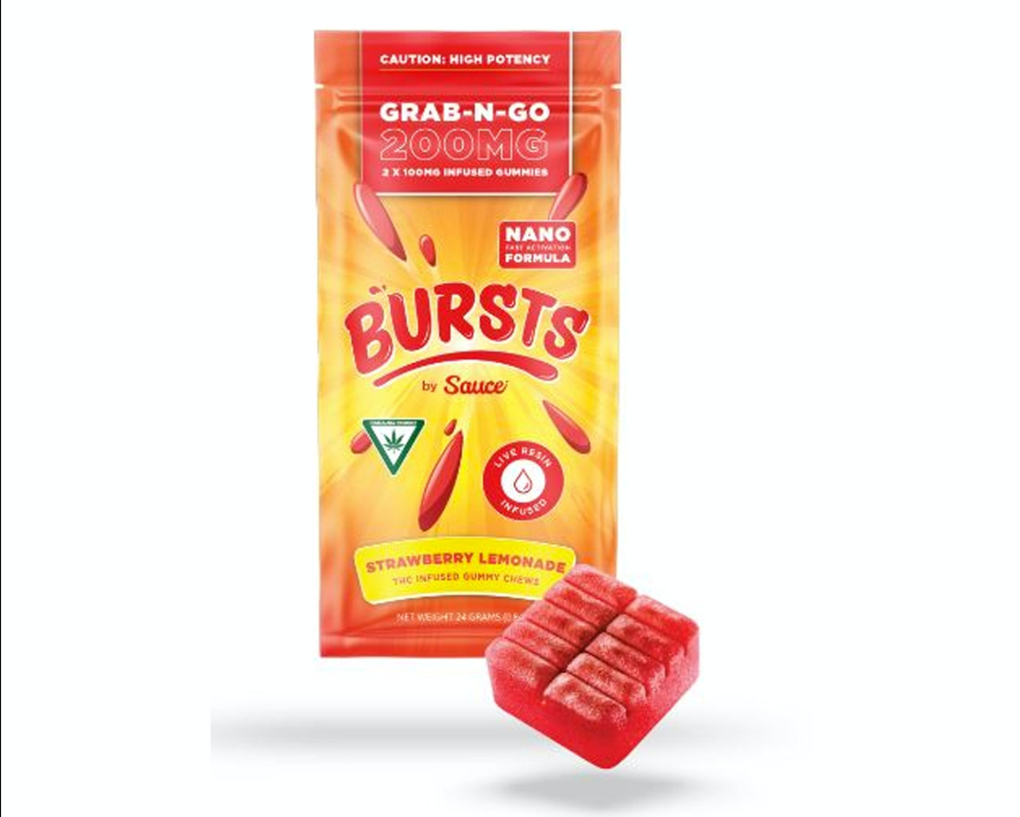 Photograph of product: Burst 200mg Gummies - Strawberry Lemonade