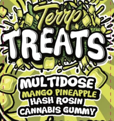 Photograph of product: Terrp Treats | Mango Pineapple au chocolat Rosin Gummy | 100mg