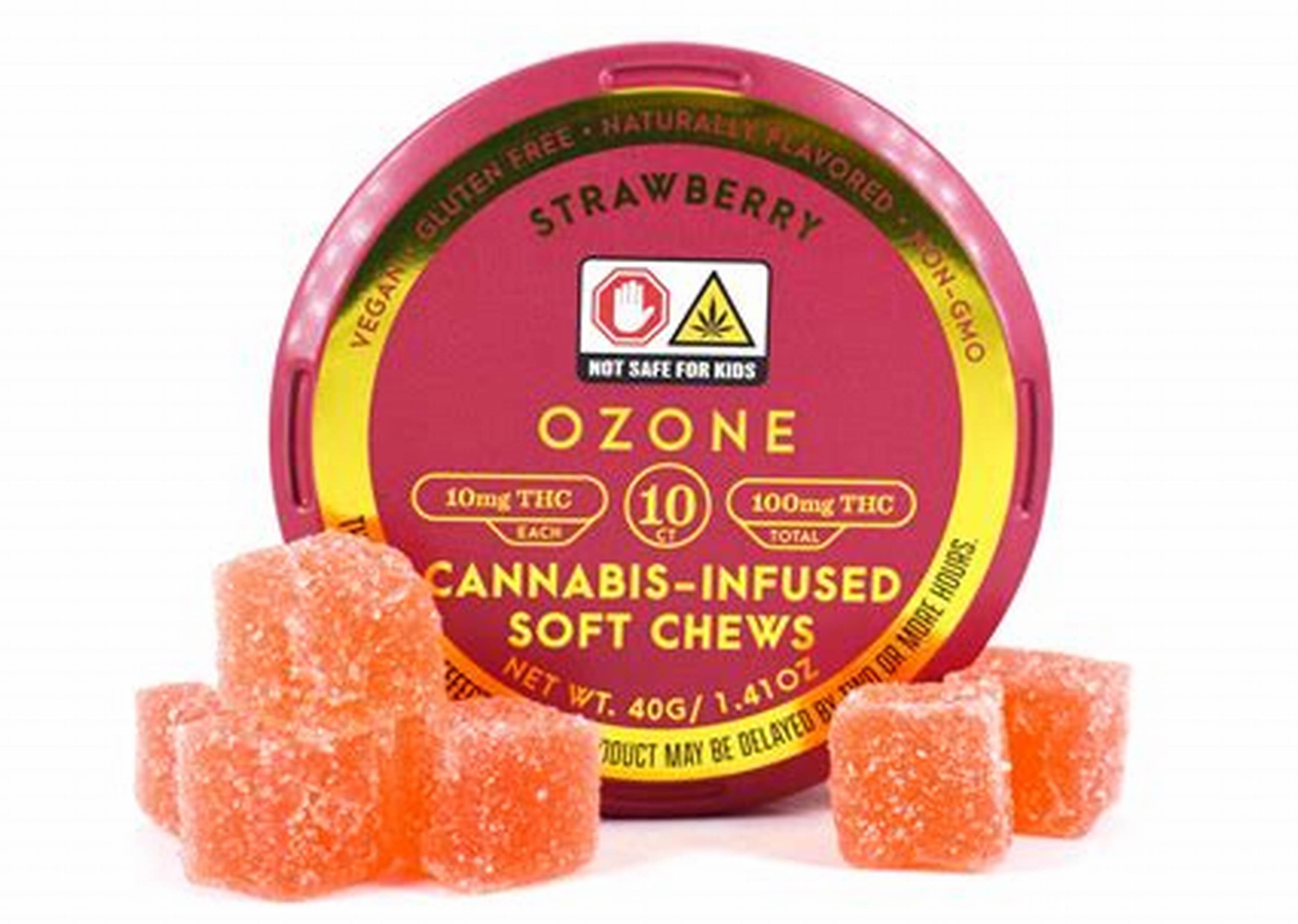 Photograph of product: Strawberry - Soft Chews 10pk (10mg TH-oui each)