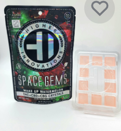 Photograph of product: HI | Wake Up Watermelon 1:1:1 | TH-oui/CBD/CBN | Space Gems Sugar Free | Candy | 200mg