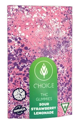 Photograph of product: Choice Super Sour Strawberry Lemonade Oui'd Soft Chews 200mg Rec