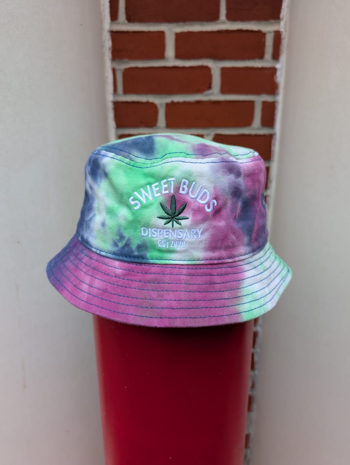 Photograph of product: Sweet Buds Bucket Hat - Purple/Green Tie Dye