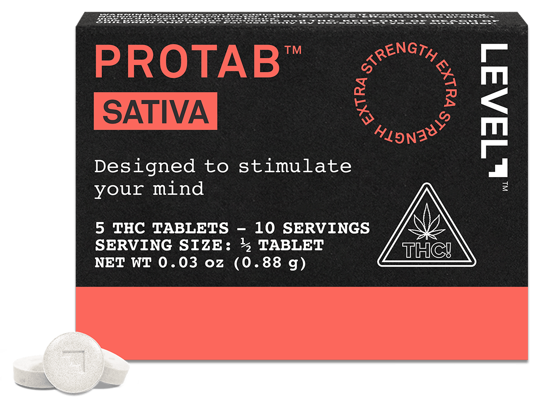 Photograph of product: Level | Protab+ Oui'd 20mg TH-oui Tablets - 100mg