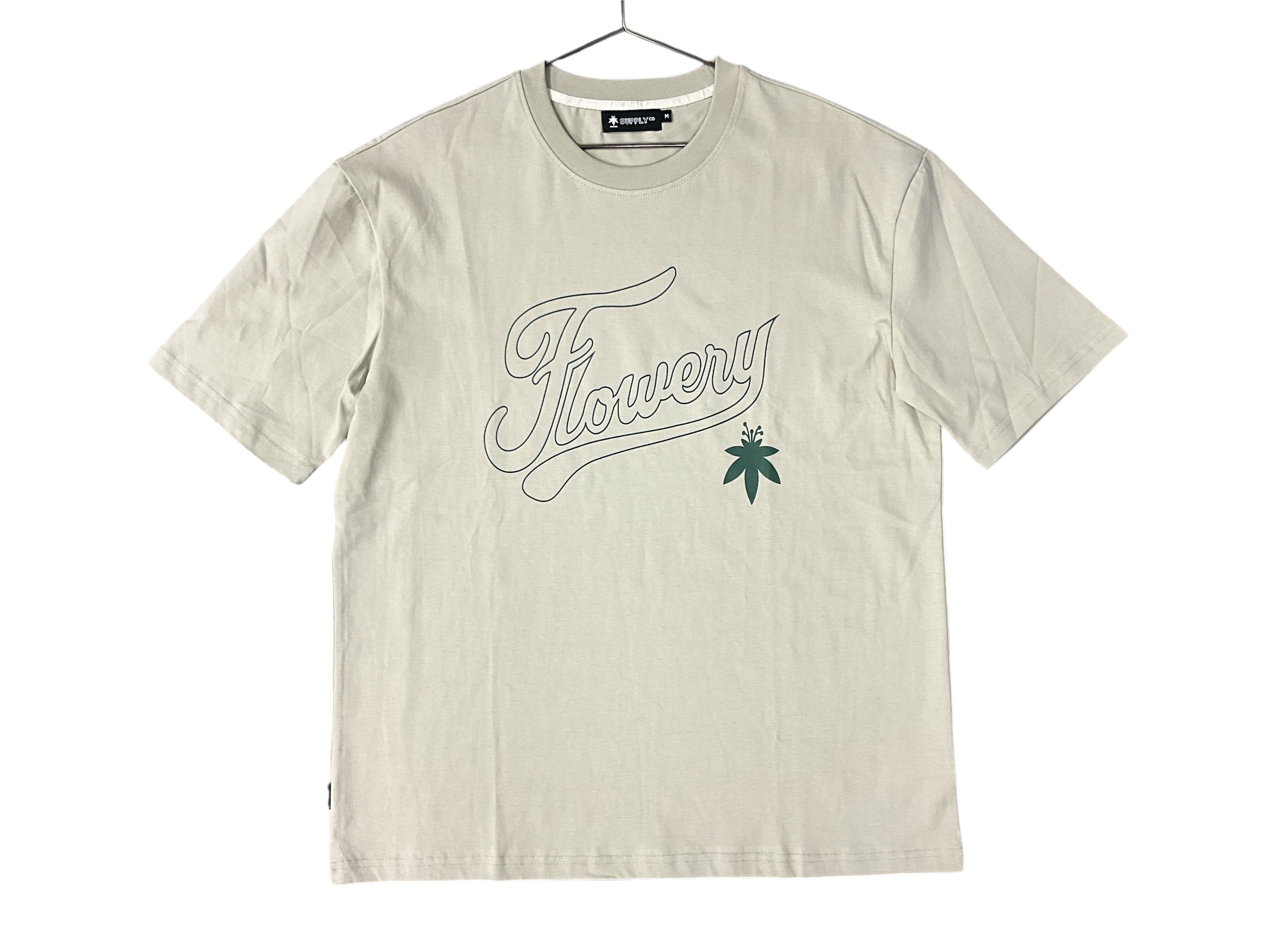 Photograph of product: The Flowery Tan and Green Baseball T Shirt