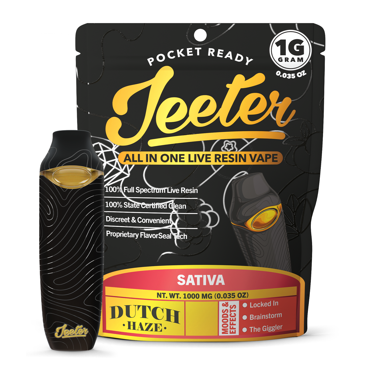 Photograph of product: Jeeter Dutch Haze Live Resin Disposable Vape Rec
