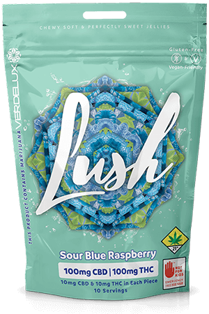 Photograph of product: Sour Blue Raspberry Gummies | 1:1 TH-oui:CBD 10pk