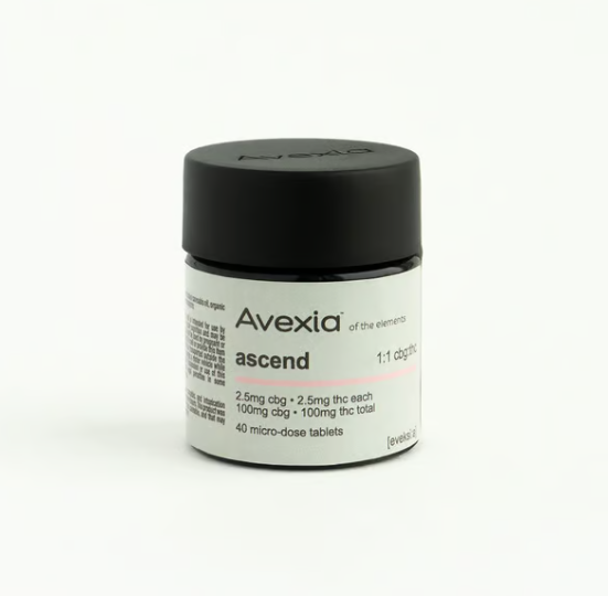 Photograph of product: Avexia Ascend Tablets 1:1 CBG/TH-oui 100mg