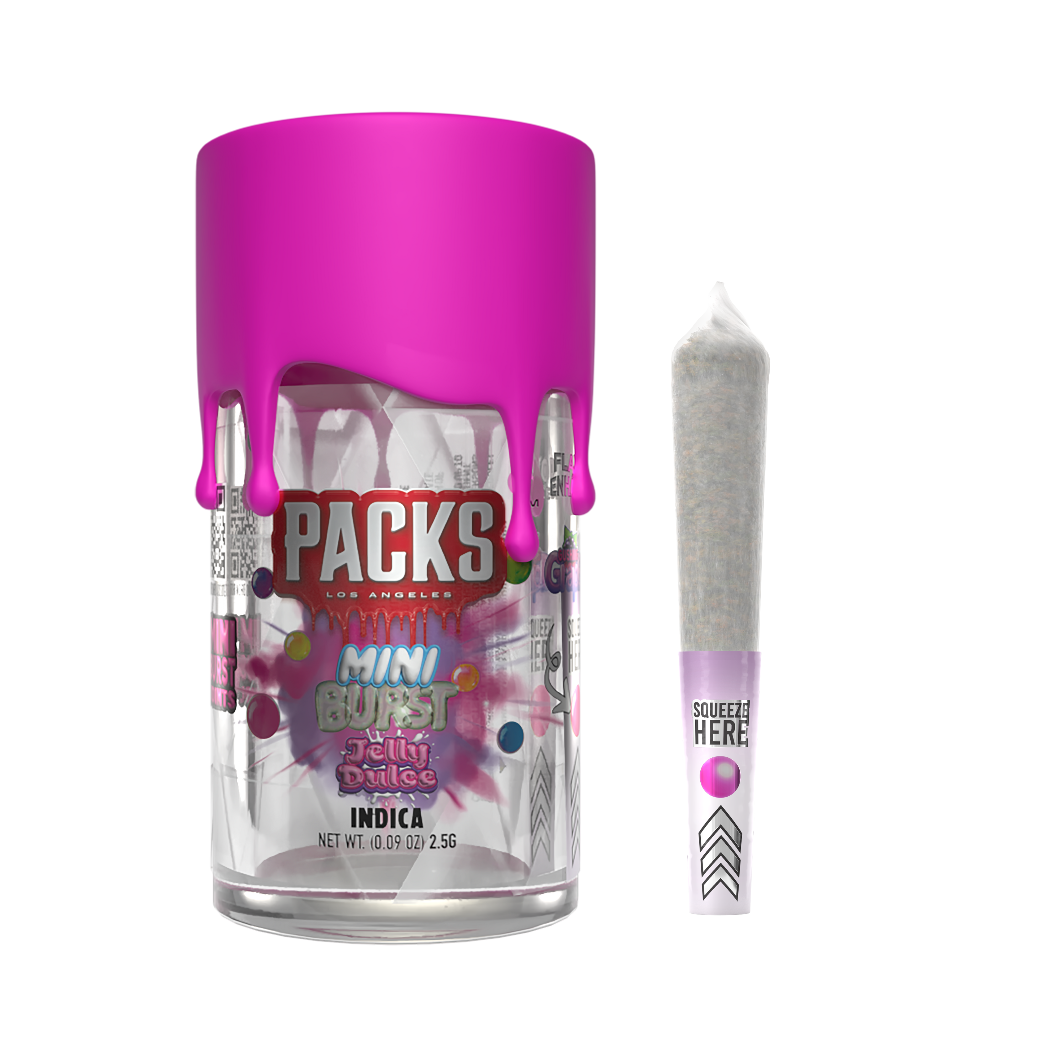 Photograph of product: JELLY DULCE  | Packs Mini Bursts - 5 Pack Infused Mini Joints | 2.5G