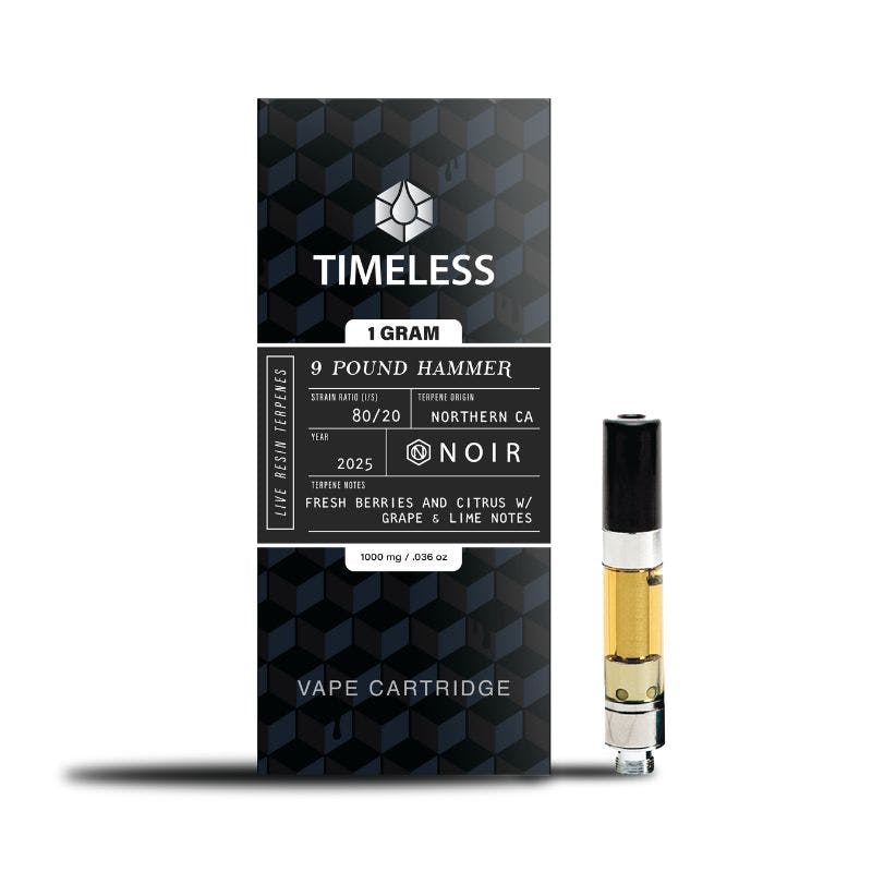 Photograph of product: 9 Pound Hammer NOIR Live Resin Cartridge | 1g - 