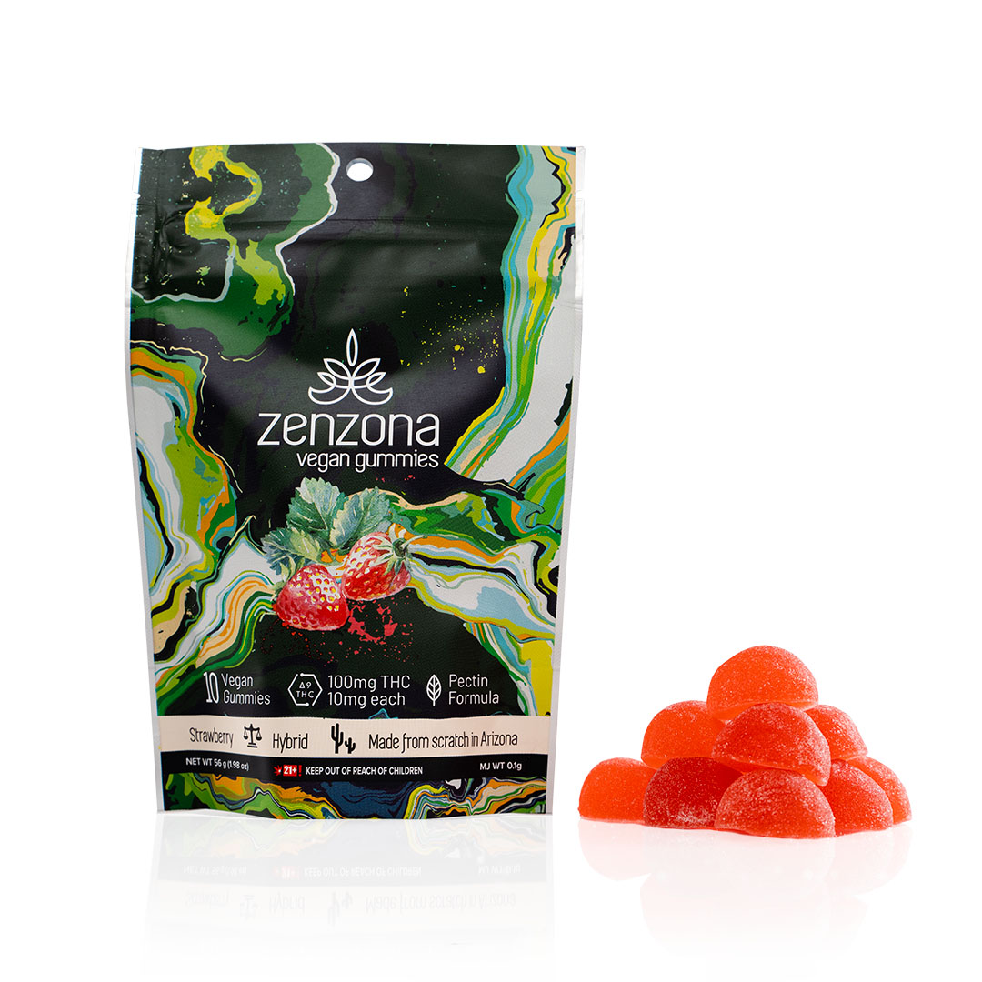 Photograph of product: zenzona Vegan Gummies Strawberry 100mg - Hybrid