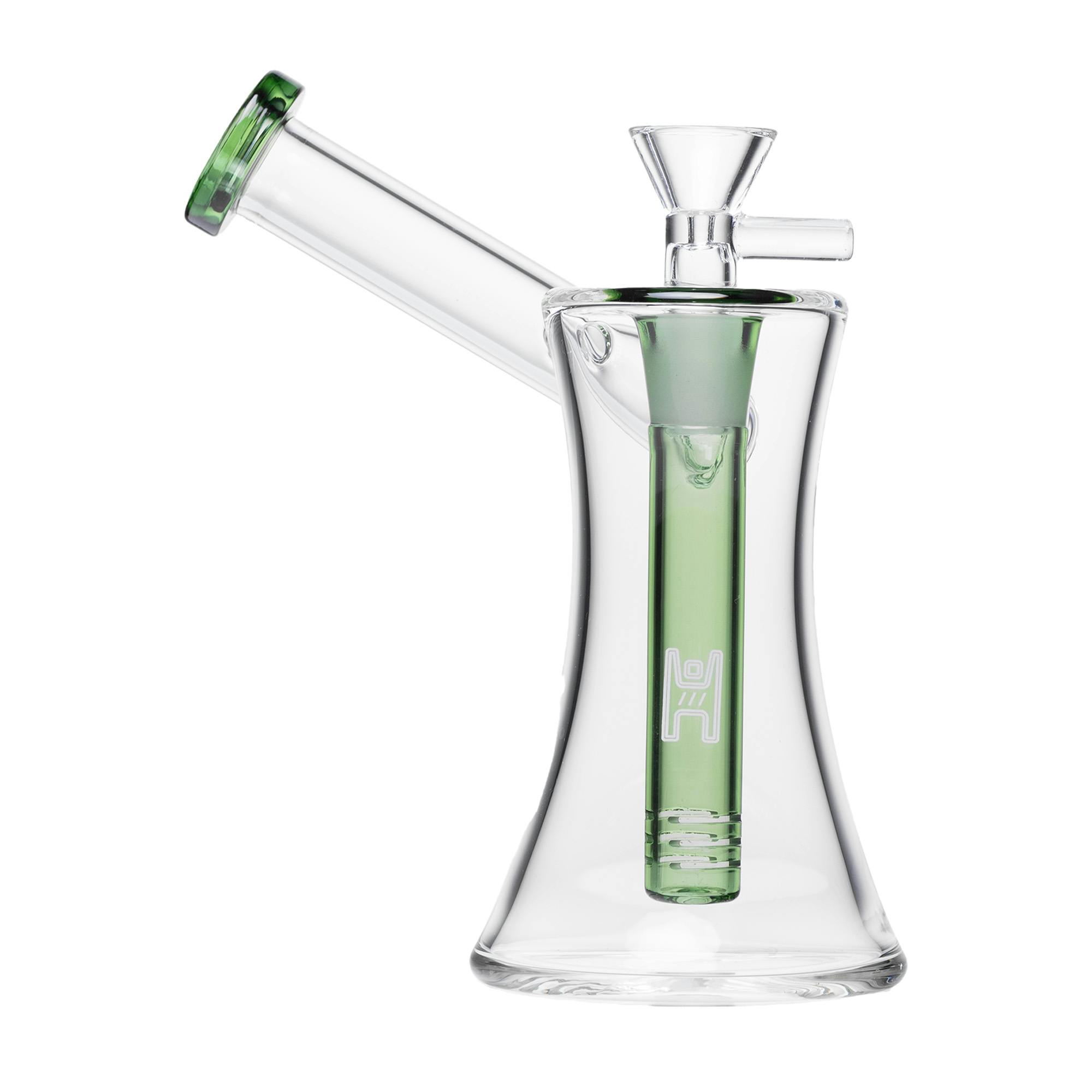 Photograph of product: 6" Hourglass Sidecar - Clear with Green Accent