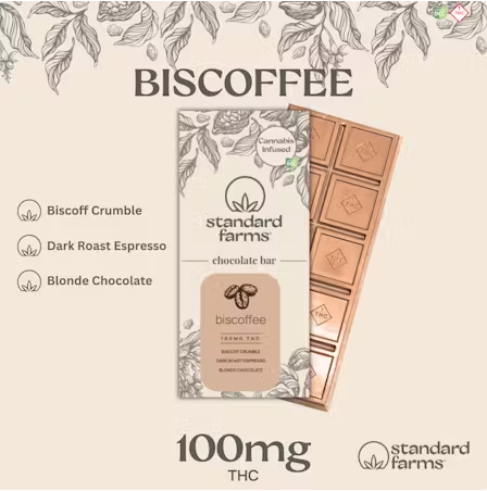 Photograph of product: Standard Farms | Biscoffee Bar Blonde Chocolate Bar | 100mg