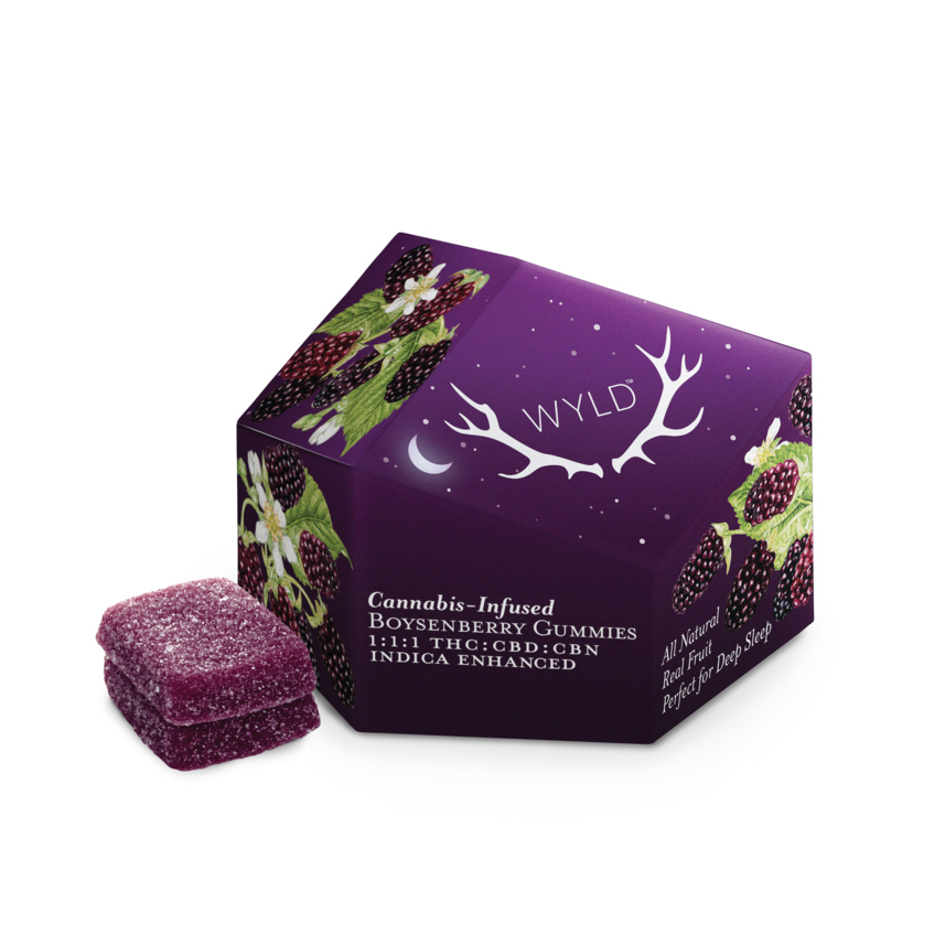 Photograph of product: Gummies | Boysenberry | 1:1:1 TH-oui:CBD:CBN | Oui'd | 100mg