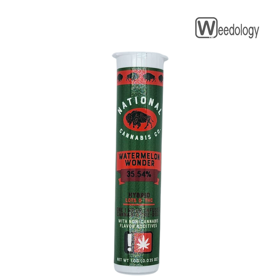 Photograph of product: National Oui'd Co. Single WATERMELON WONDER 1g Infused Pre-Roll