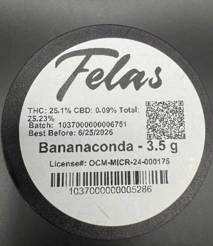 Photograph of product: Felas | Bananaconda Flower - 3.5g