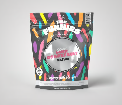 Photograph of product: The Funnies Gummies | Sour Pink Grapefruit - Sherbet Haze Live Rosin 10pk | Edible