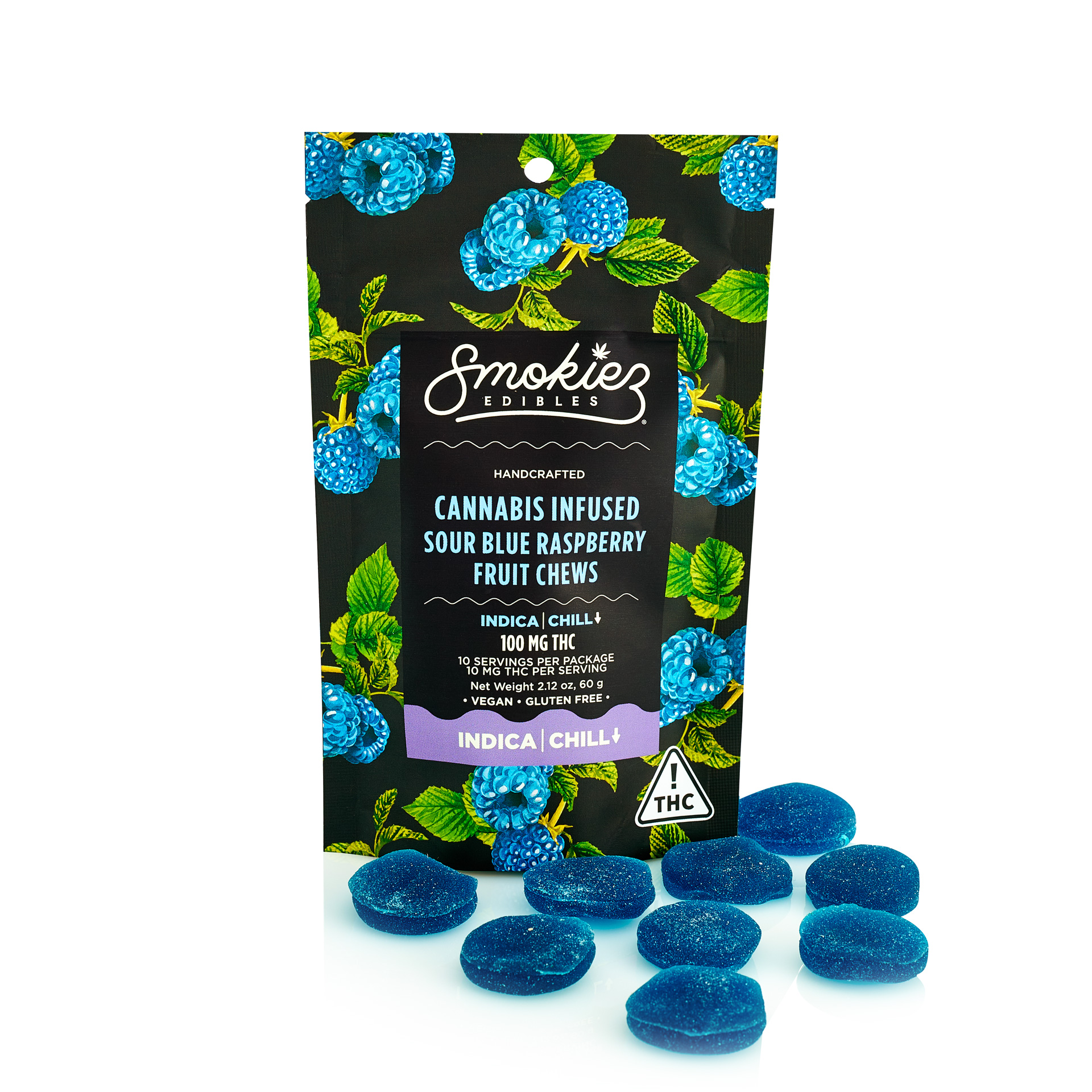 Photograph of product: Smokiez Gummies Sour Blue Raspberry 100mg 10pk