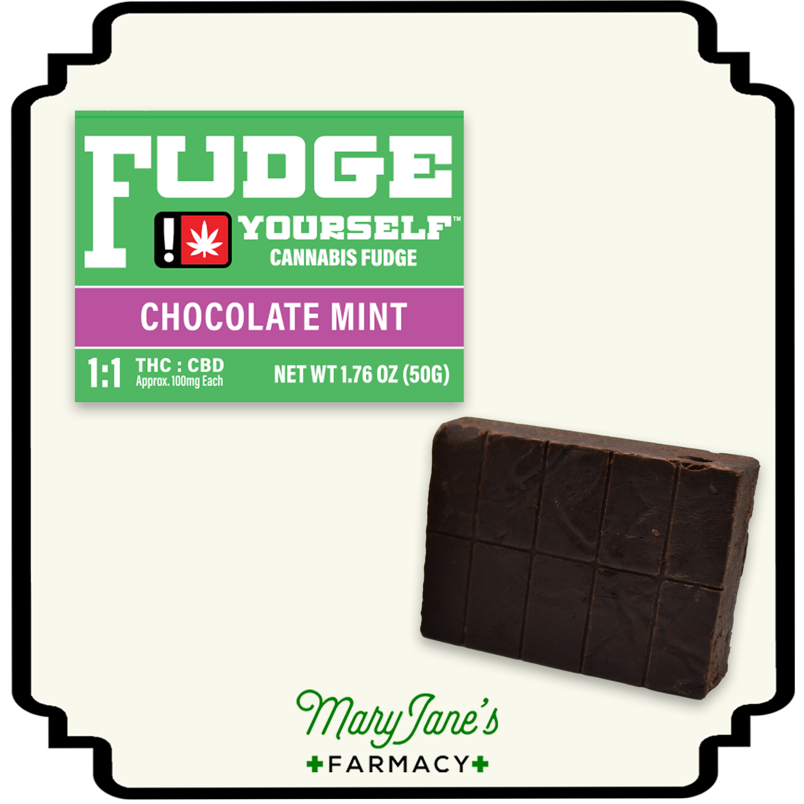 Photograph of product: Chocolate Mint Fudge Yourself Bar | 100mg
