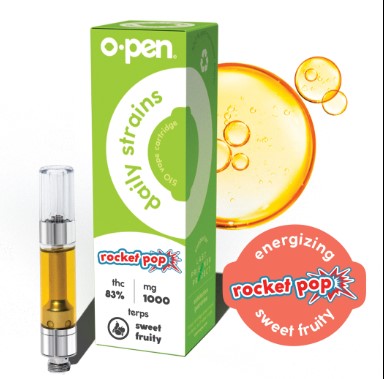 Photograph of product: O.pen Daily Strains Oui'd Rocket Pop Cartridge