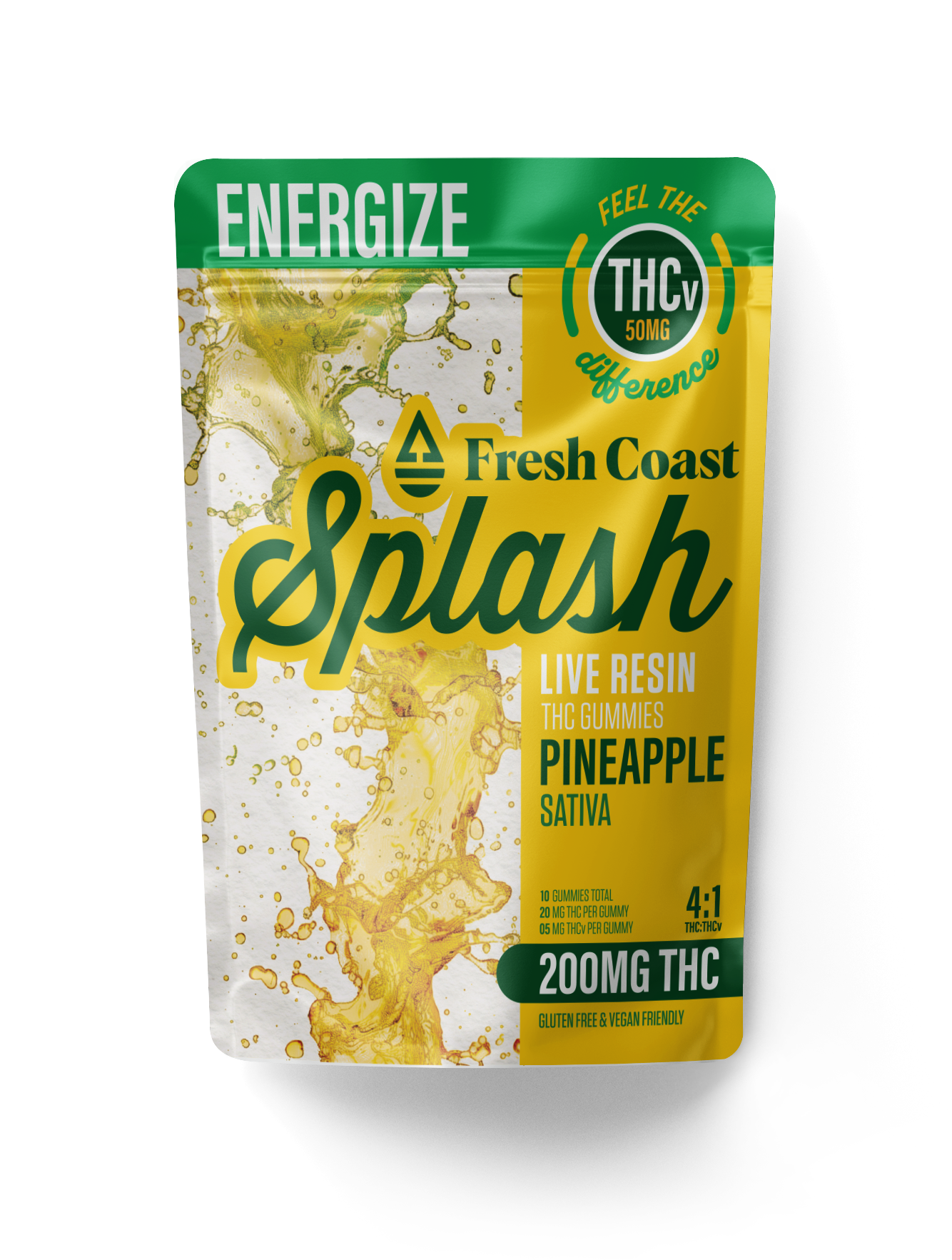 Photograph of product: Splash - Pineapple 4:1 TH-oui:TH-ouiv Live Resin Gummies 200mg