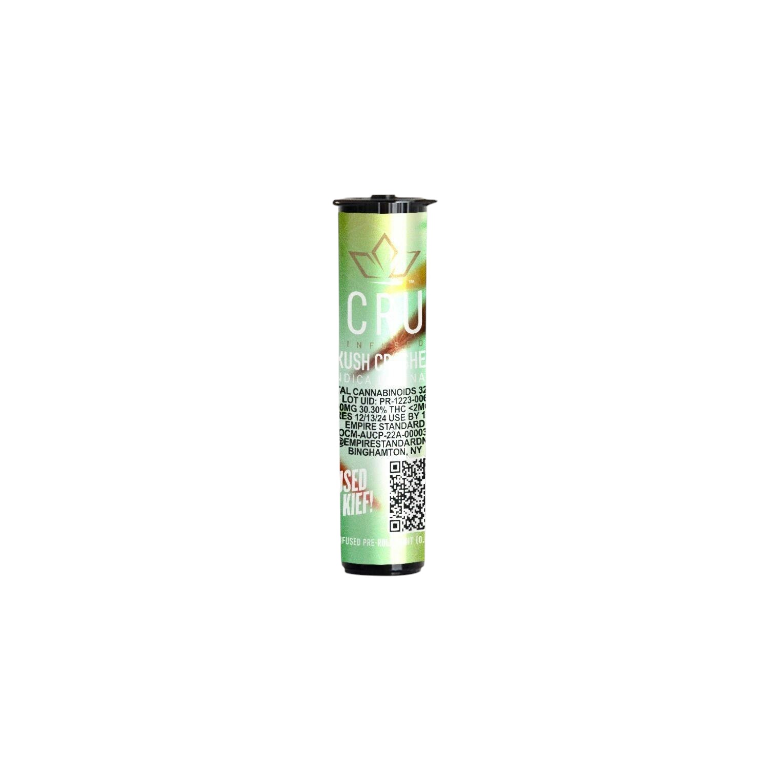 Photograph of product: CRU Kush Crasher Kief Infused Preroll