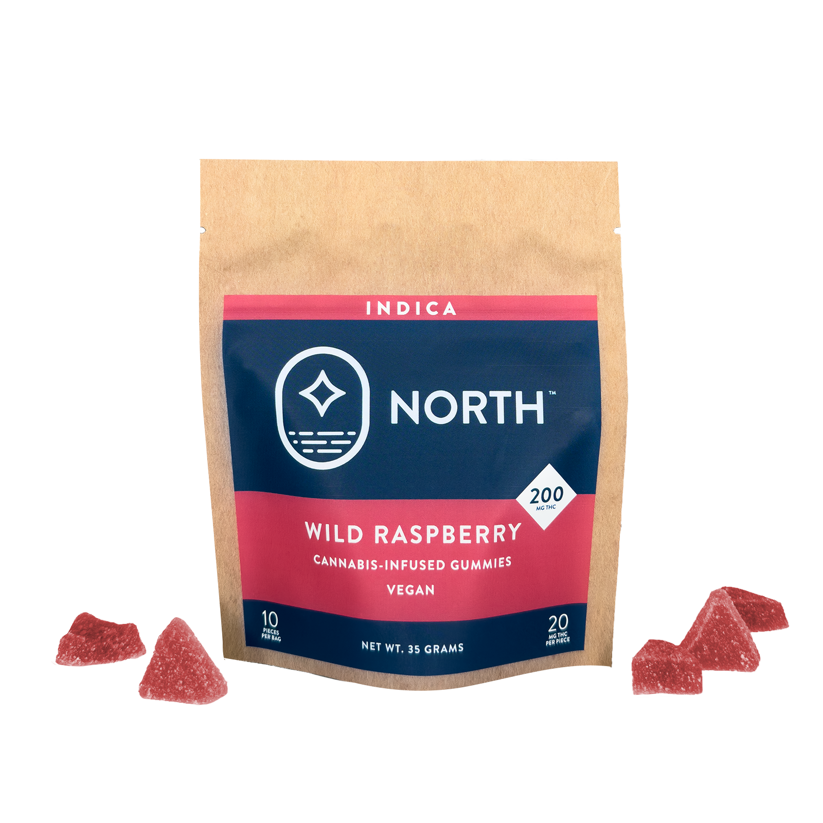 Photograph of Product: Wild Raspberry Gummies - Vegan, GF (20mg Each | 200mg Total THC)