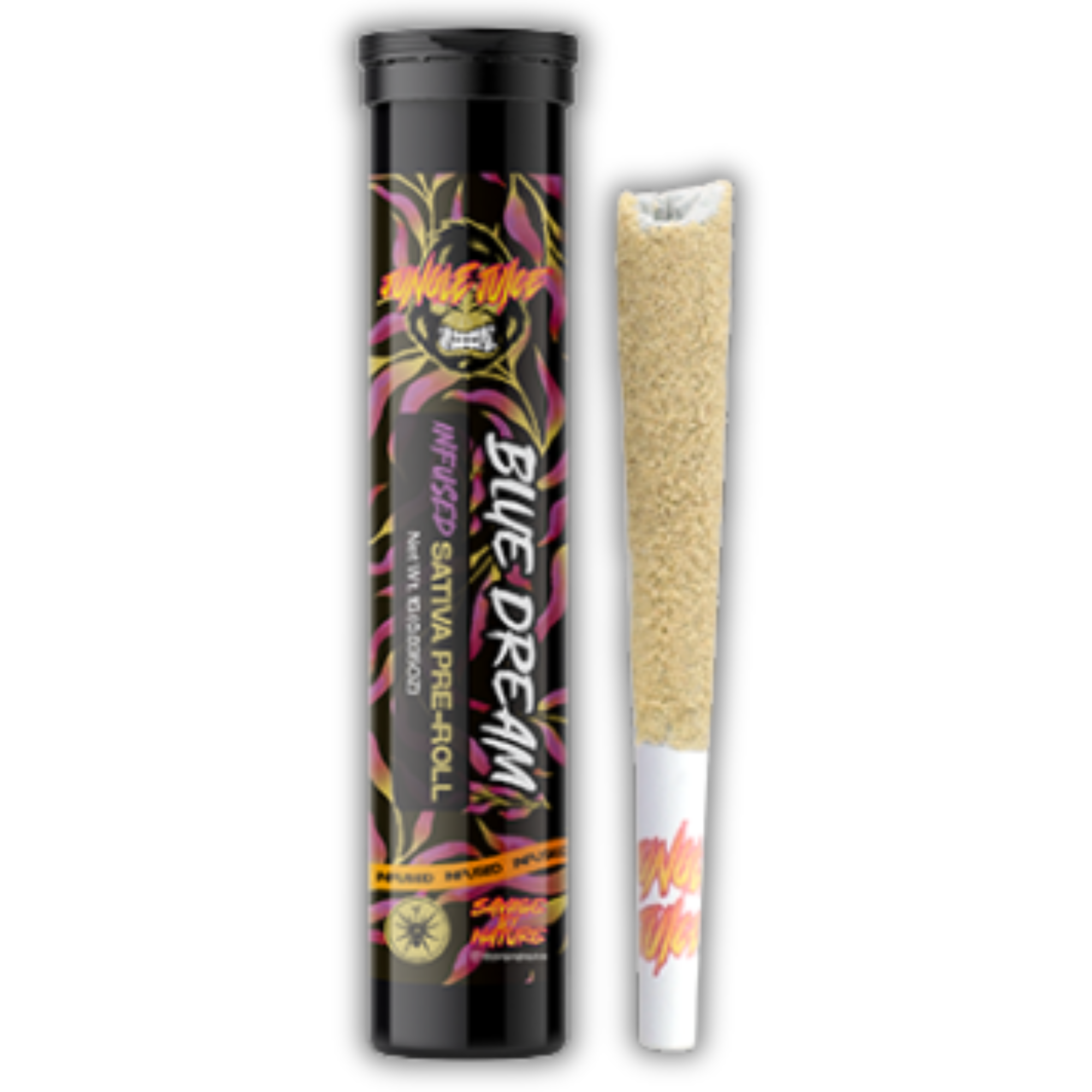 Photograph of product: Jungle Juice | Infused Pre-Roll | Tarantula | Blue Dream | 1g