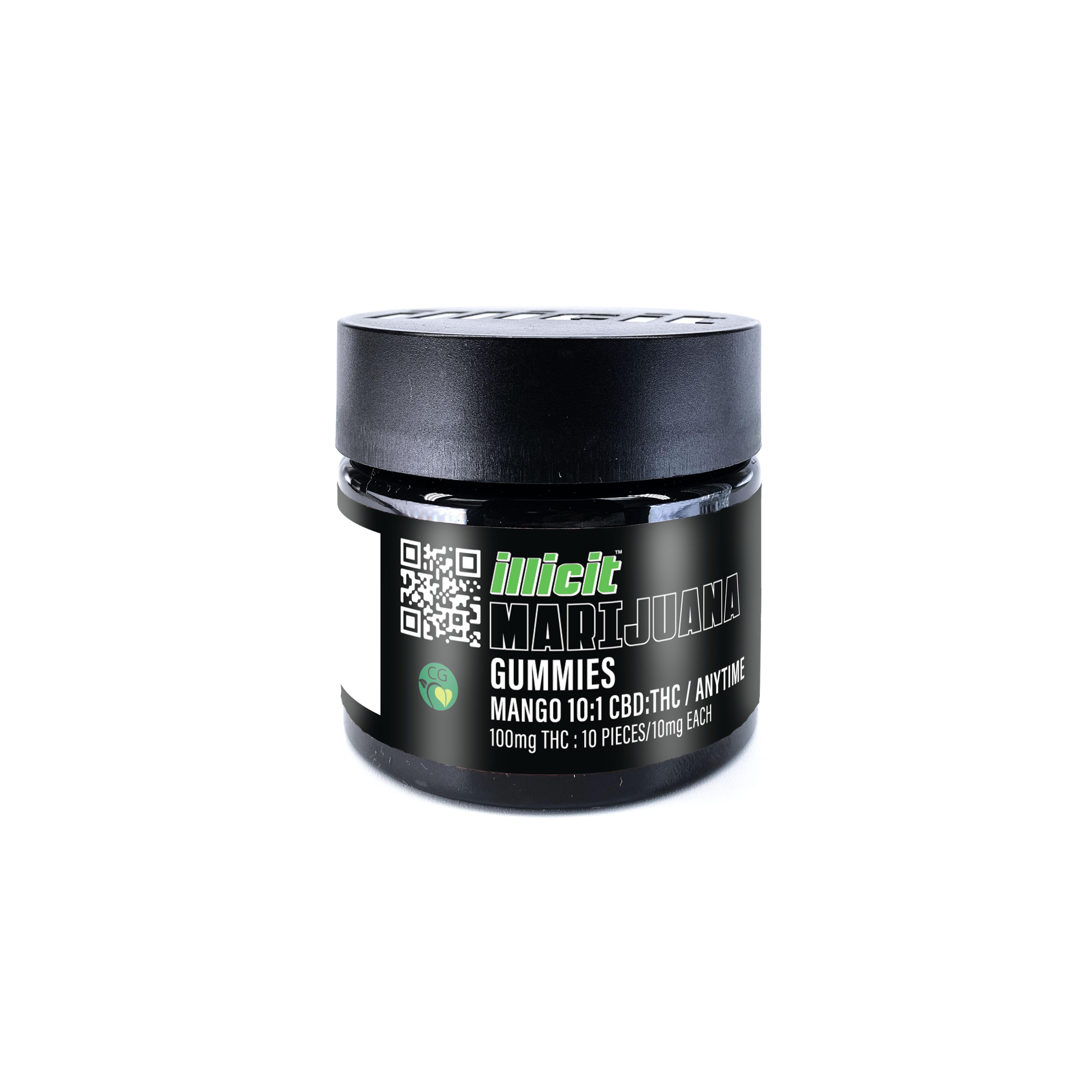 Photograph of product: ILLICIT 100MG 10:1  MANGO ANYTIME GUMMIES