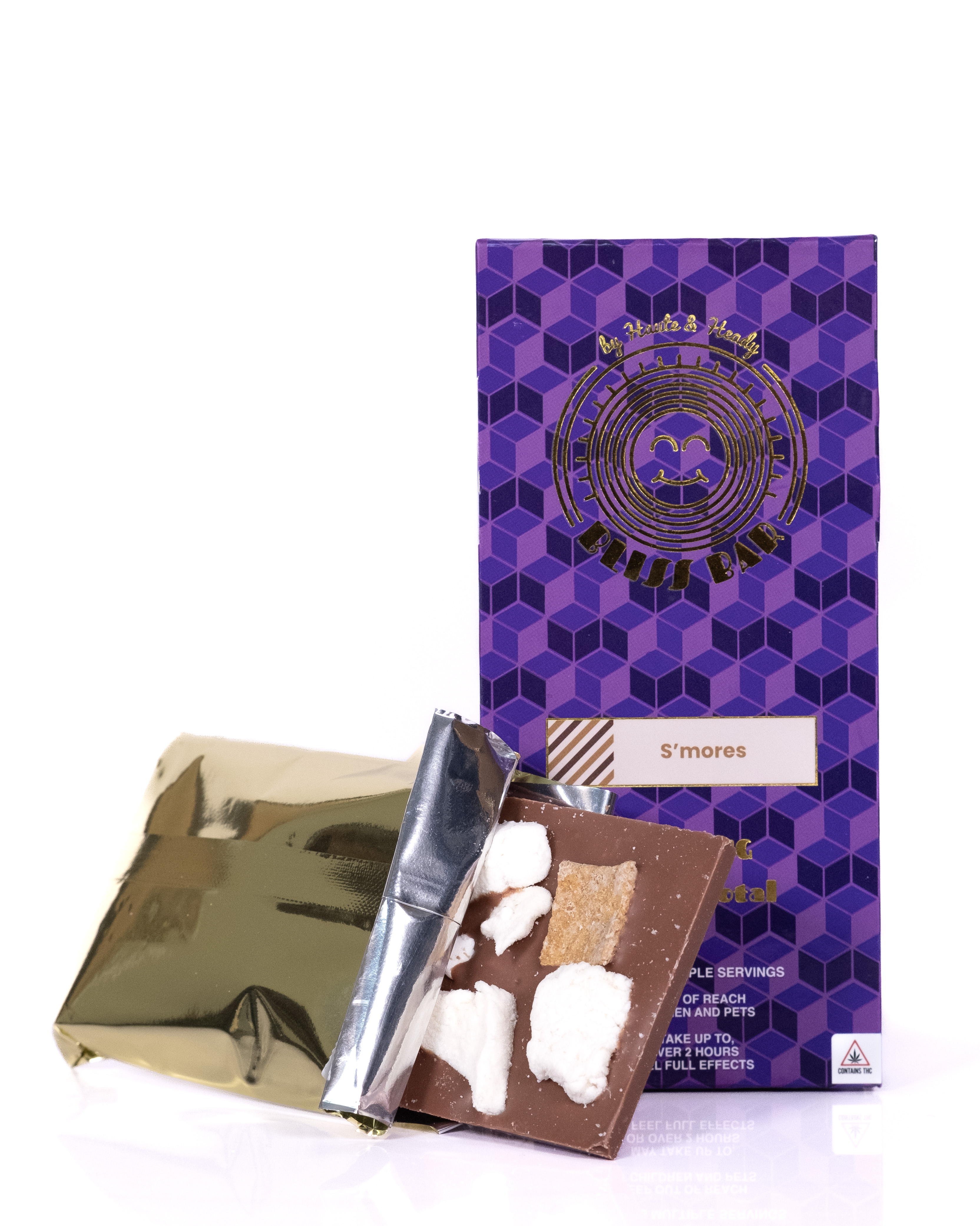 Photograph of Product: Haute & Heady - 100mg Bliss Bars - Smores Milk Chocolate
