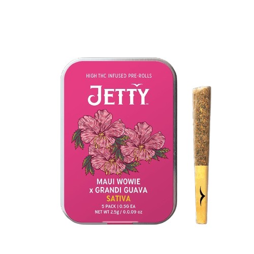 Photograph of product: Jetty | Maui Wowie x Grandi Guava | 5pk | Infused Pre-rolls