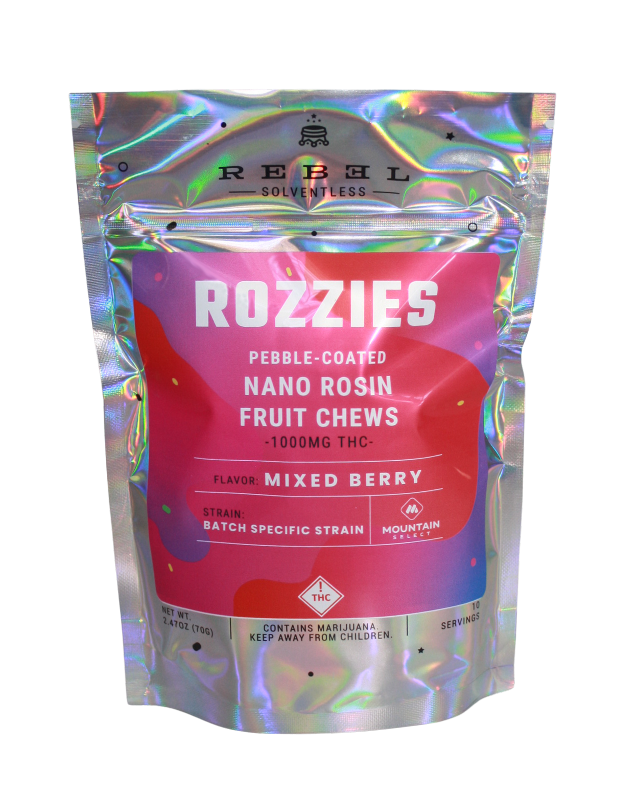 Photograph of product: Rebel Rozzies | 1,000mg TH-oui | Mixed Berry