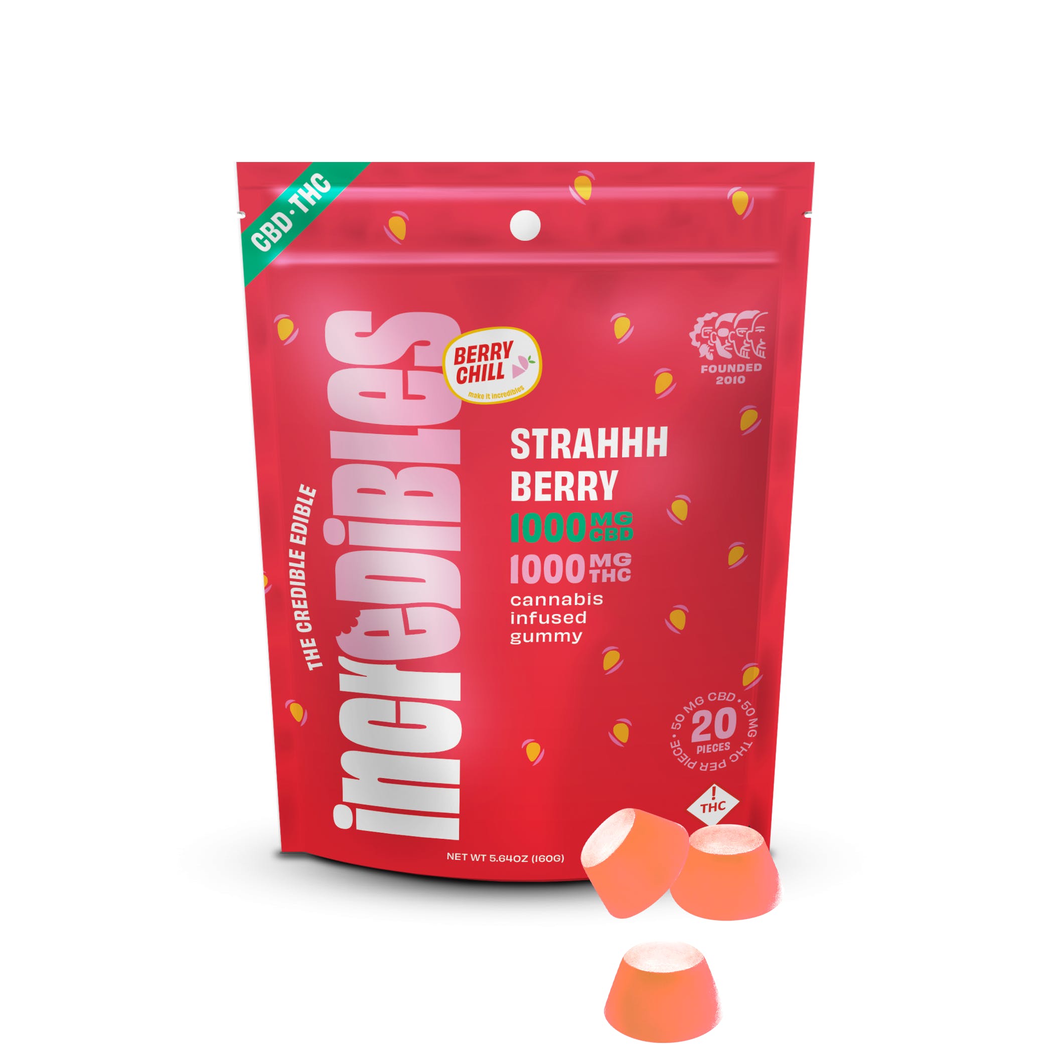 Photograph of product: Incredibles StrahhhBerry Gummy CBD:TH-oui 1:1 1000mg