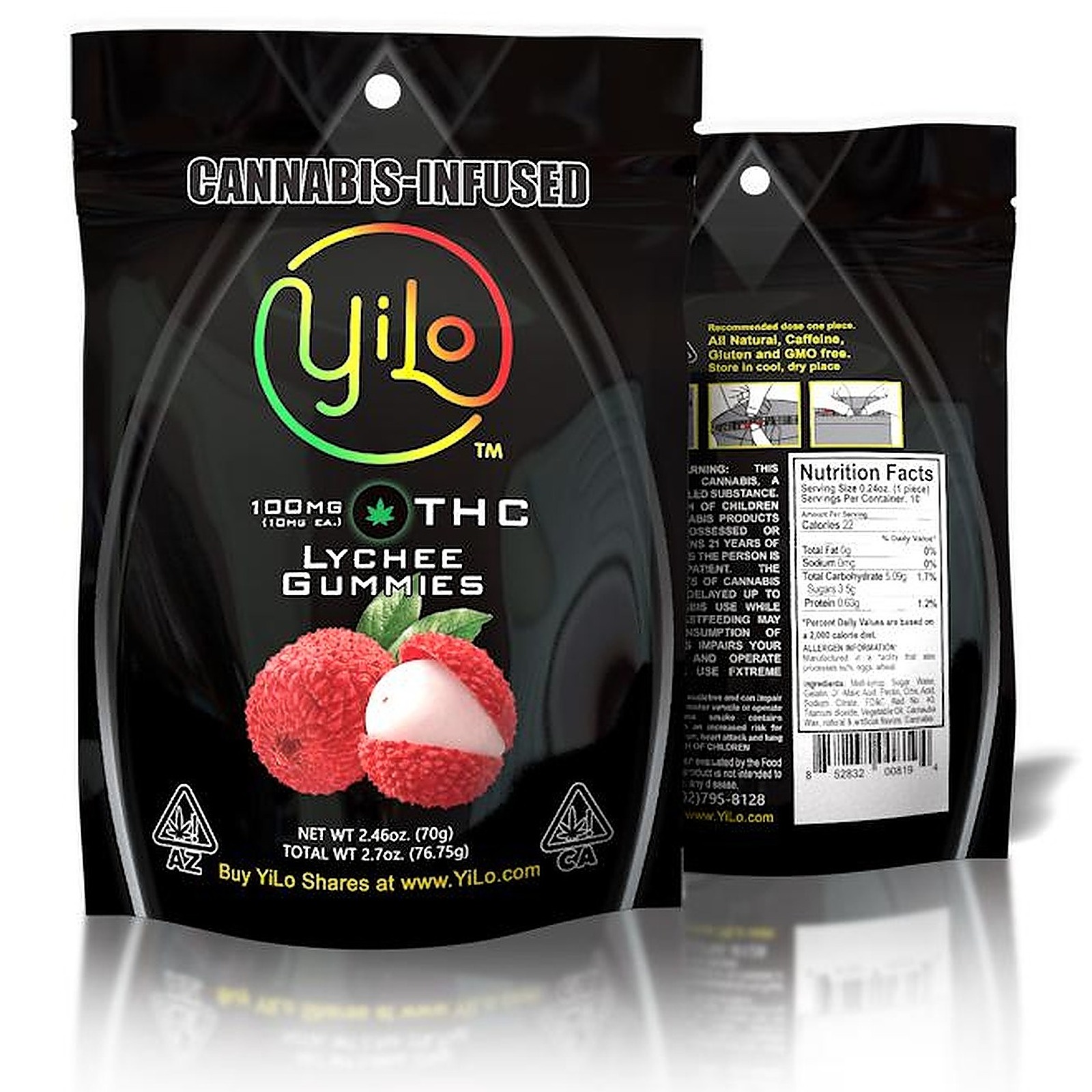 Photograph of product: YiLo Lychee Gummies 100mg 10-pack