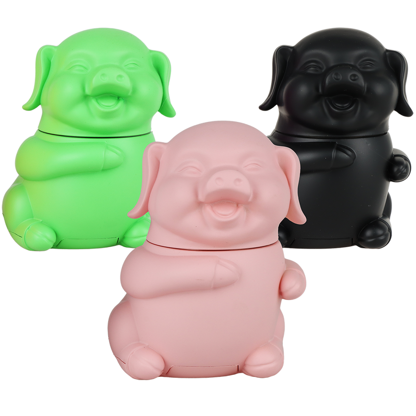 Photograph of product: Happy As A Pig In Slop Grinder - 4pc - 1.75" - Assorted Colors