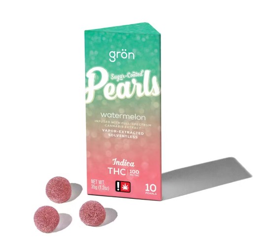 Photograph of product: Gron | Sugar Pearls | Watermelon | Gummies 10pk | 100mg