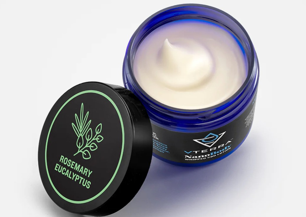 Photograph of product: Rosemary Eucalyptus NanoBody Whipped CBD Lotion