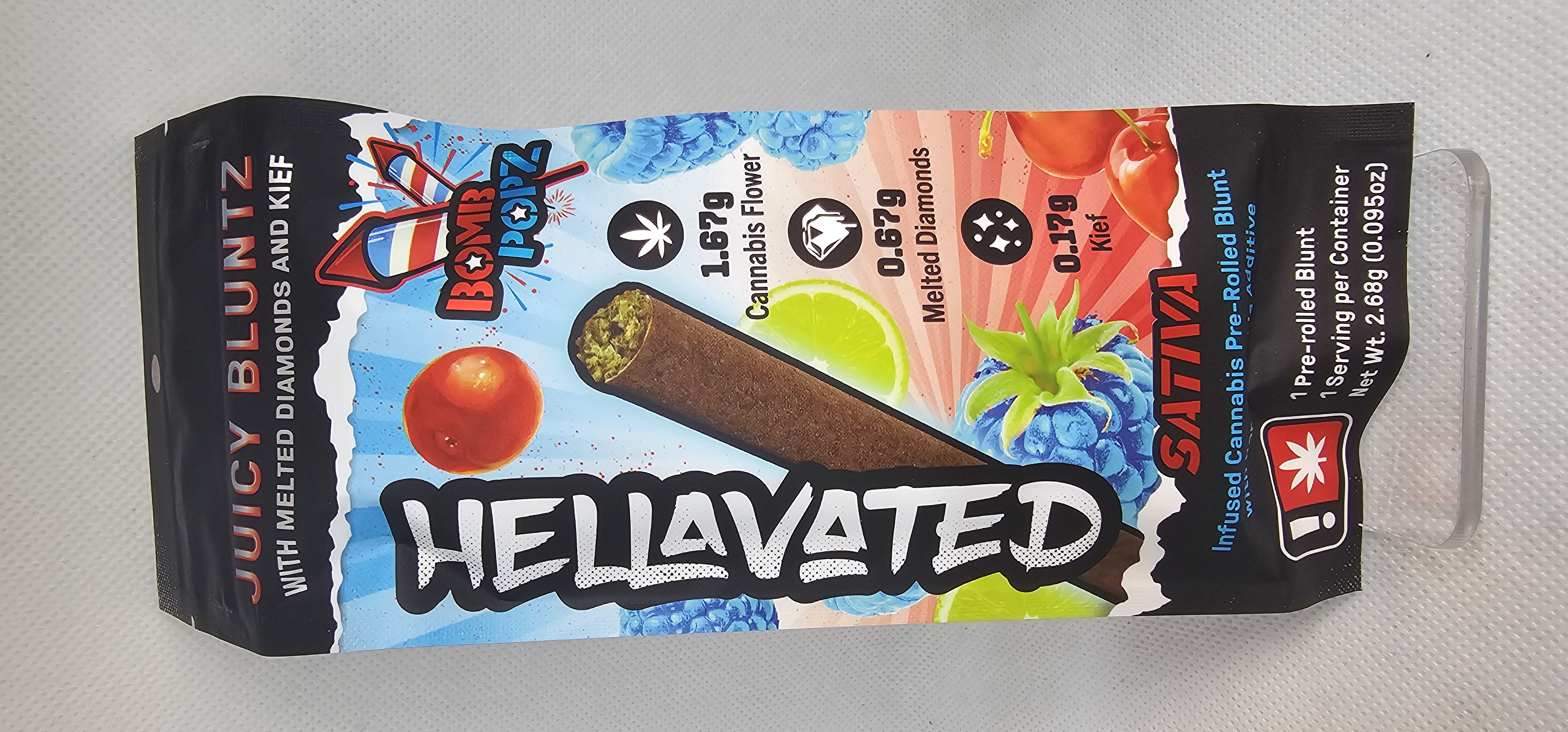 Photograph of product: HELLAVATED - INFUSED BLUNT - 2.5G - BOMB POPZ