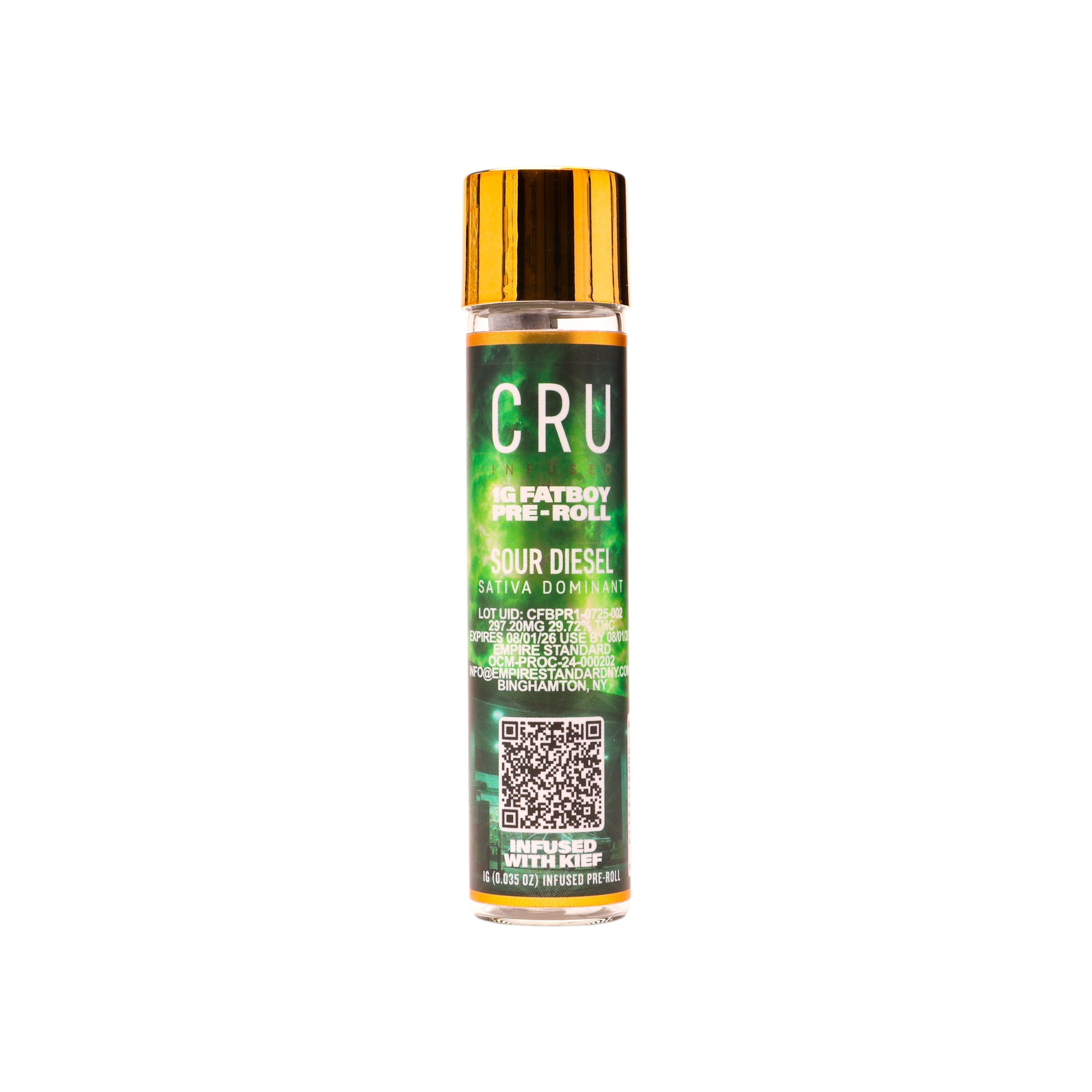 Photograph of product: CRU Sour Diesel Kief Infused Preroll